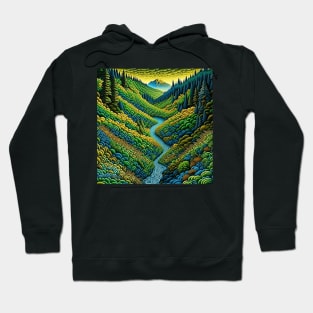 [AI Art] Green Valley, Optical Art Style Hoodie